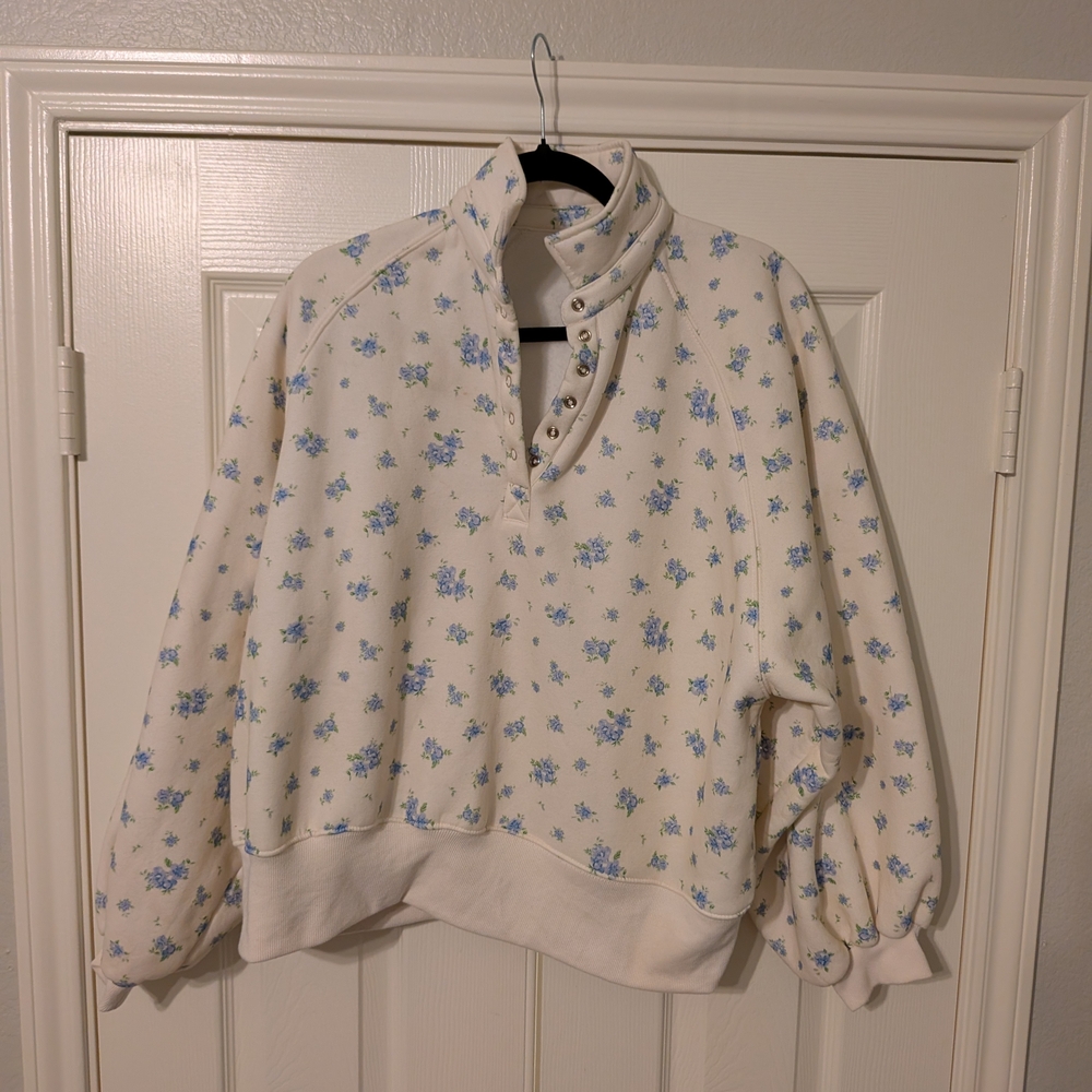 Floral Button-Up Sweatshirt